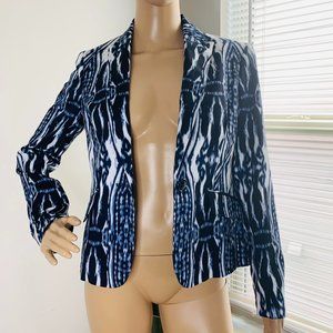 JONES NEW YORK Signature Petite Stretch Blazer Jacket Blue and White